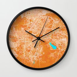 Kabul, Afghanistan, Gold, Blue, City, Map Wall Clock