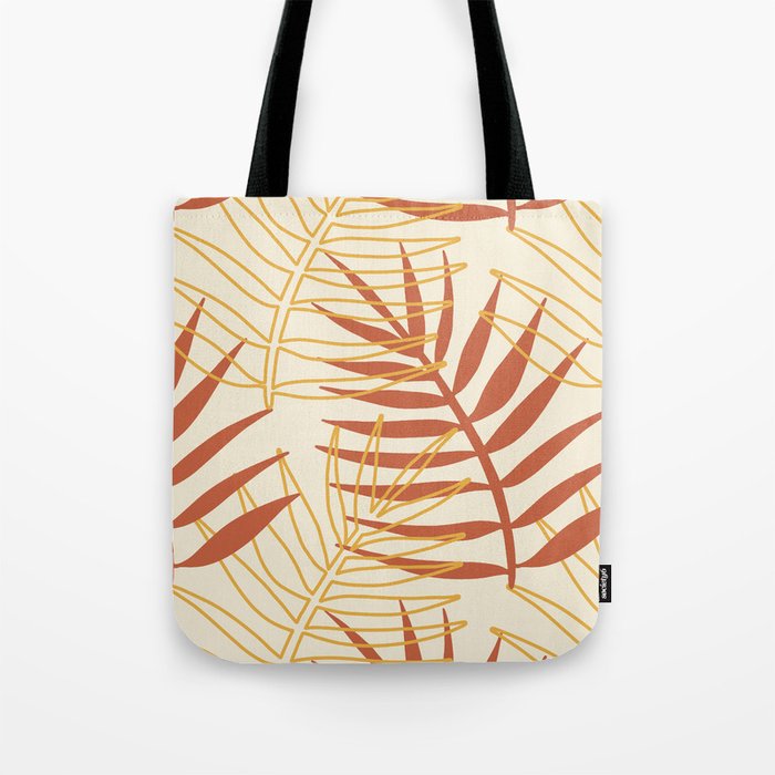 Orange Palm Tote Bag