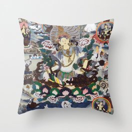 Avalokitesvara Buddhist Thangka  Throw Pillow