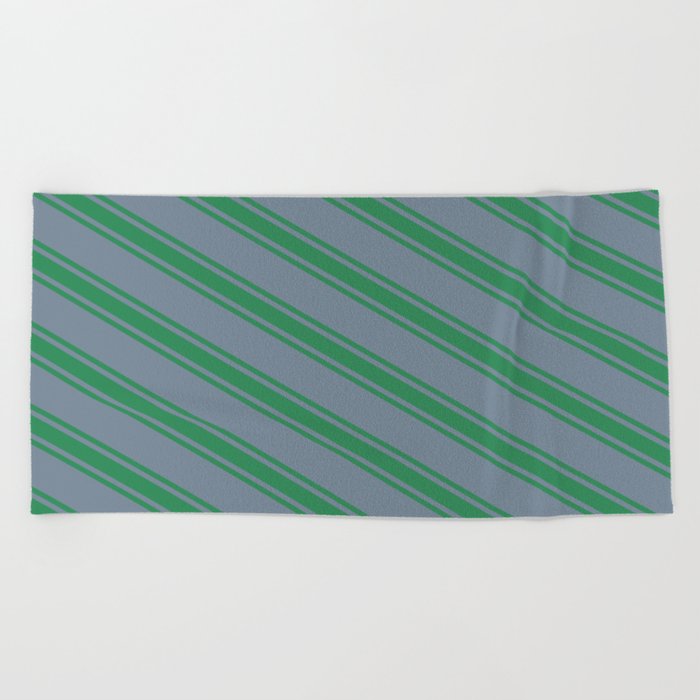 Light Slate Gray and Sea Green Colored Striped/Lined Pattern Beach Towel