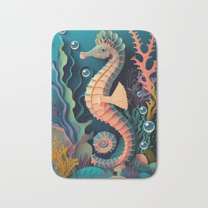 Seahorse Part of the Creatures of the Ocean series Bath Mat