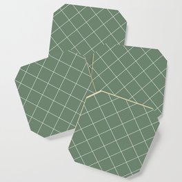 Diamond Grid Pattern (white/sage green) Coaster