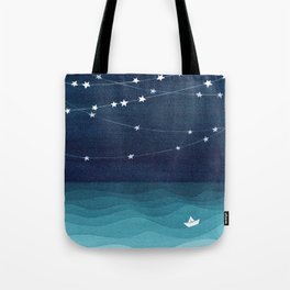 Garlands of stars, watercolor teal ocean Tote Bag