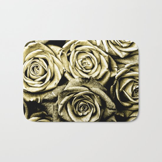 Vintage Gold Roses Bath Mat