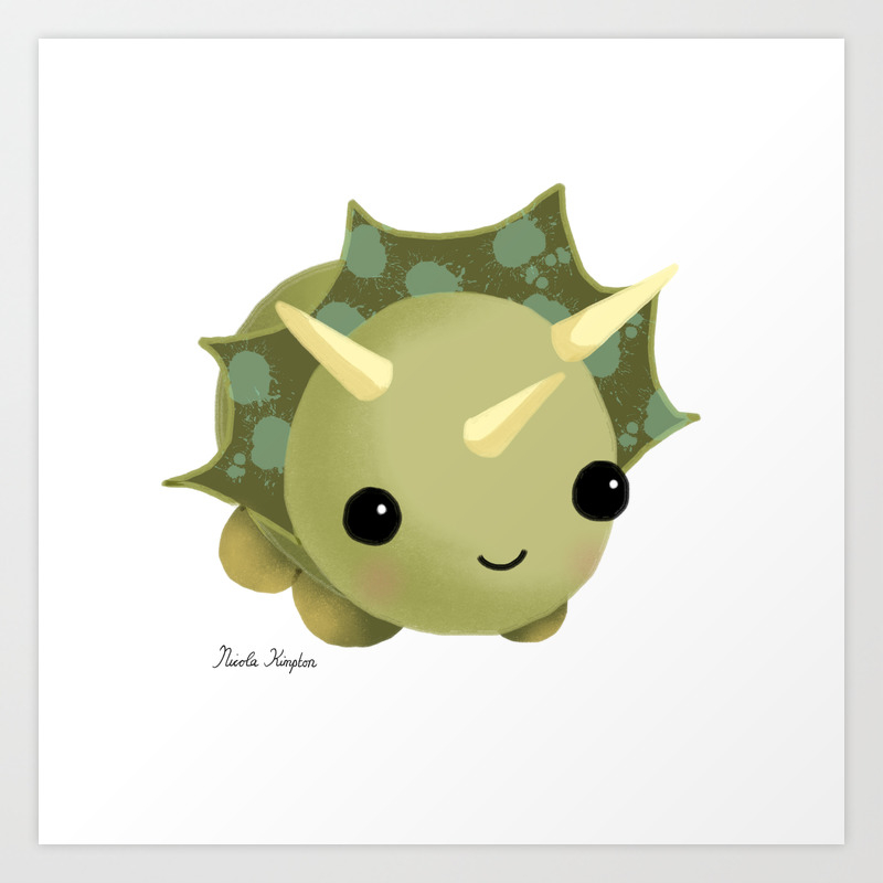 Baby Dinosaur Triceratops Cute Monster Art Print By Nicolakimpton Society6,Self Portrait Cartoon Drawing