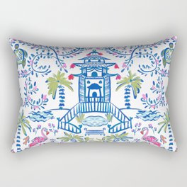 Colorful Coastal Chinoiserie  Rectangular Pillow