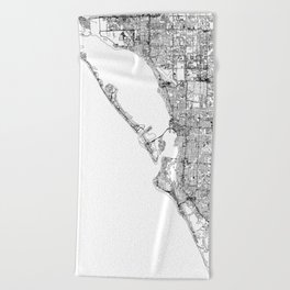 Sarasota White Map Beach Towel