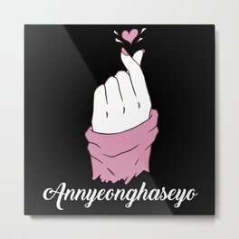 Annyeonghaseo Korean K Pop Love Heart Finger Metal Print