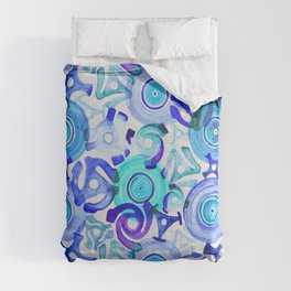 Vinyl Records & Adapters Watercolor Painting Pattern Comforter