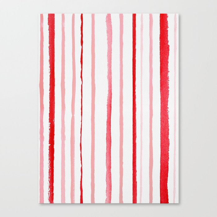 Red Watercolor Stripes and Lines Canvas Print
