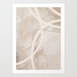 Abstract Lines Beige No1 Art Print