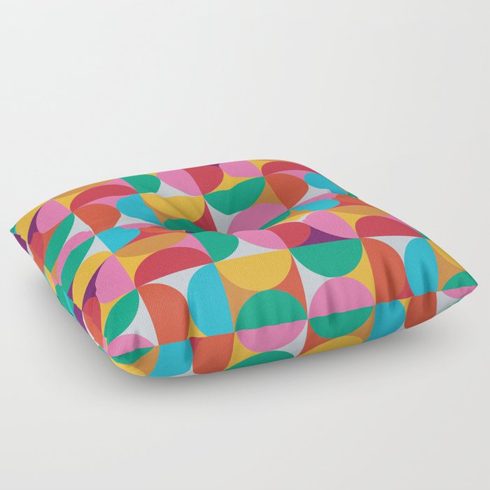 Rainbow Geometric Circles Pattern Floor Pillow