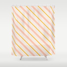 Pink and Yellow Diagonals Shower Curtain