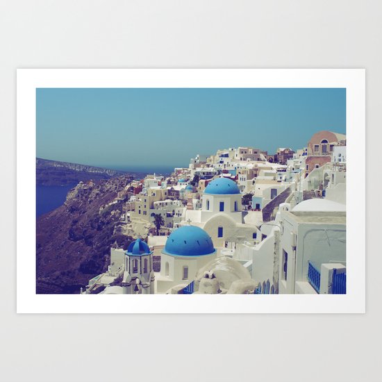 Blue Domes II, Oia, Santorini, Greece Art Print