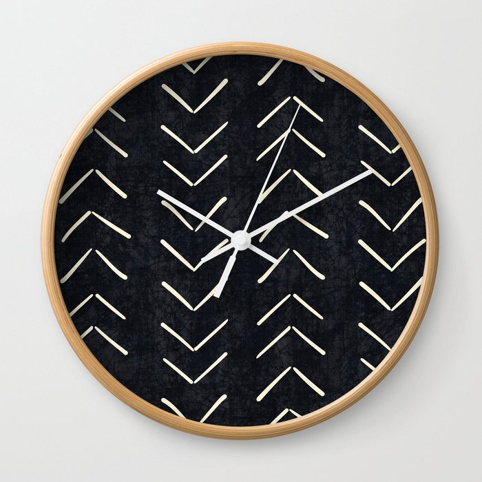 Mudcloth Arrows In Black And White Wall Clock By Beckybailey1 Mudcloth Arrows In Black And White Wall Clock