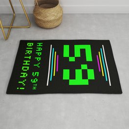 [ Thumbnail: 59th Birthday - Nerdy Geeky Pixelated 8-Bit Computing Graphics Inspired Look Rug ]
