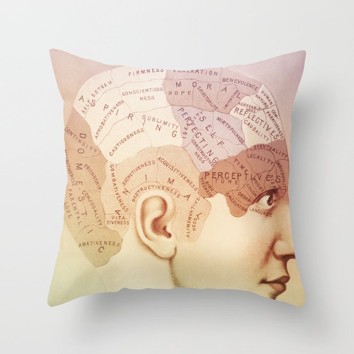 Psyched Got Brain Power Profile Medical Oddity Human Brain Poster Print Throw Pillow