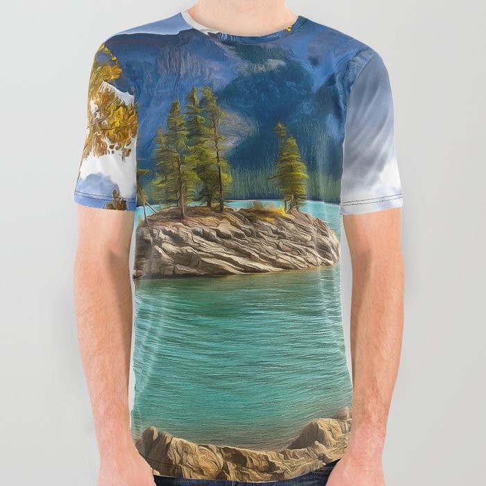 Lake Mountains Banff National Park All Over Graphic Tee