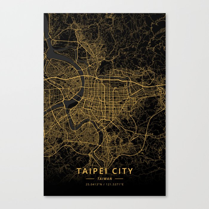 Taipei City, Taiwan - Gold Canvas Print