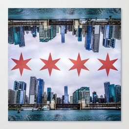 Chicago Skyline Flag Canvas Print