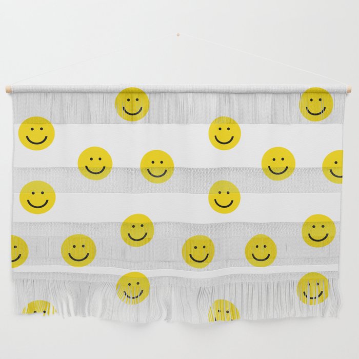Smiley Faces White Yellow Happy Simple Smiley Pattern Smile Face Kids Nursery Boys Girls Decor Wall Hanging By Charlottewinter Society6