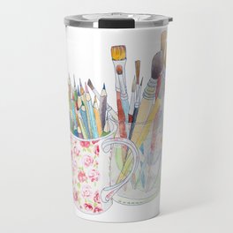 Art Tools: pencils and brushes (ink & watercolour) Travel Mug