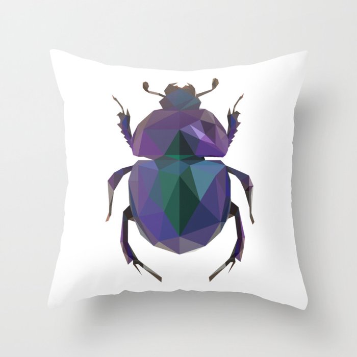 Lowpoly Dung Beetle Throw Pillow