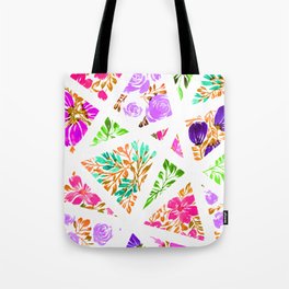 Pink and Purple Floral Mosaic Tote Bag