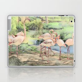 Flamingo Family In Pen And Ink Laptop Skin