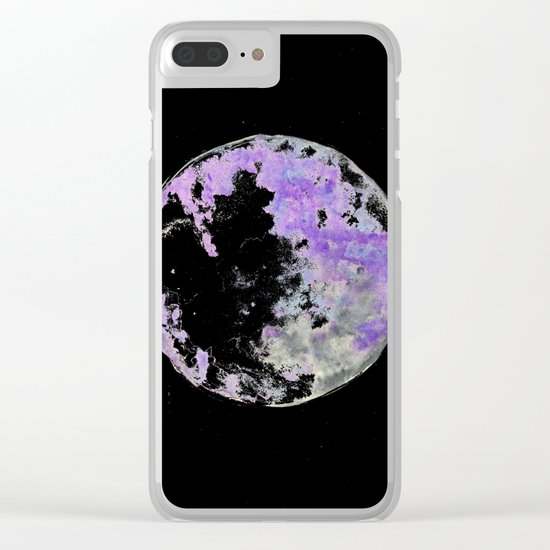 purple moon 02 Clear iPhone Case