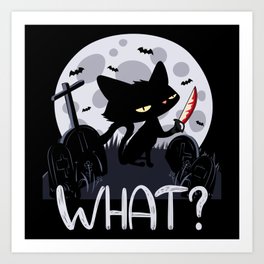 Black Gothic Cat In The Moonlight Graveyard Art Print | Occult, Cat, Dark, Softgrunge, Darkgothic, Blackcat, Catlover, Gothic, Halloween, Grunge 
