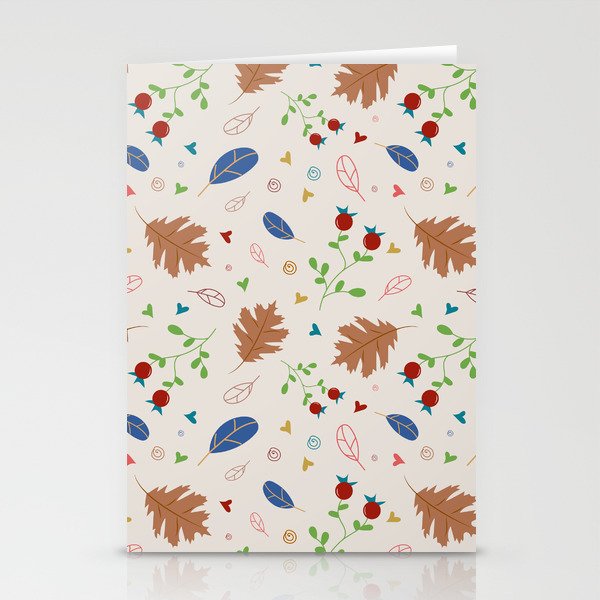 Autumn Vintage Leaves, Florals, and Berries Seamless Pattern Stationery Cards