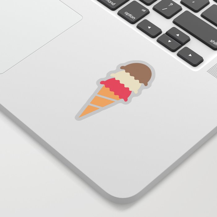 Neopolitan Three Scoop Ice Cream Cone Sticker