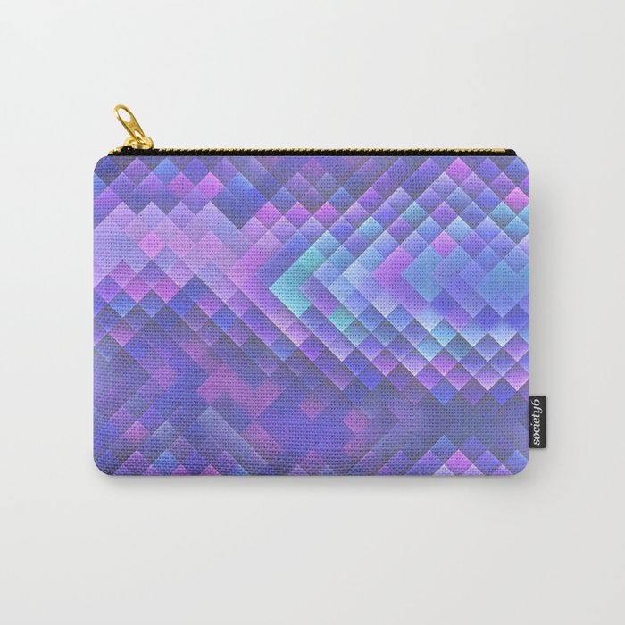 Indigo Violet Bright Squares Pattern Carry-All Pouch