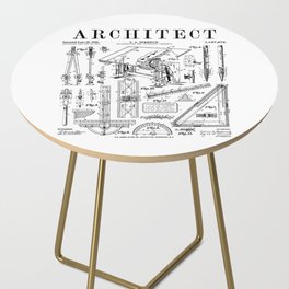 Architect Architecture Student Tools Vintage Patent Print Side Table