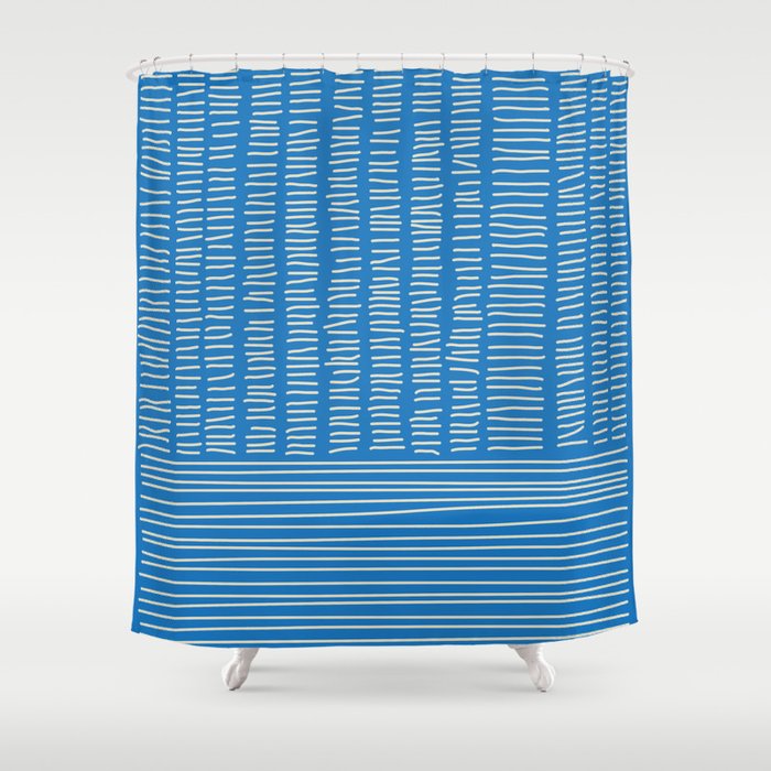 Digital Stitches detail 1 blue Shower Curtain