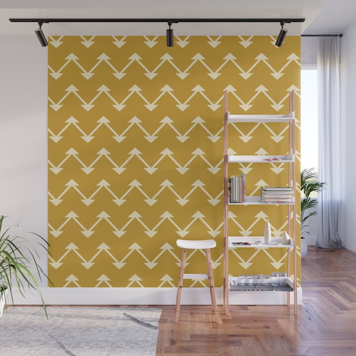 Jute in Mustard Yellow Wall Mural by House of HaHa Society6