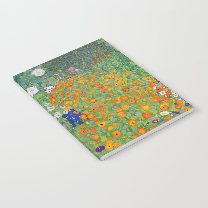 Gustav Klimt Flower Garden Floral Art Nouveau Notebook by Art Gallery