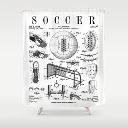 Soccer Player Football Vintage Patent Drawing Print Shower Curtain