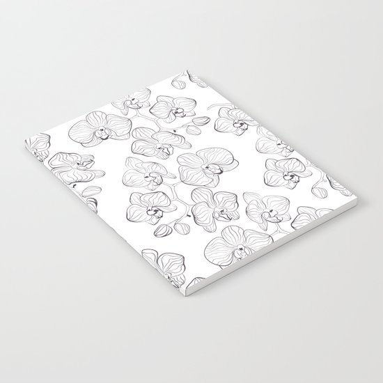 The White Orchid. Black and white pattern . Notebook