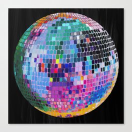 Disco Ball Digital Oil Paint Teal Canvas Print