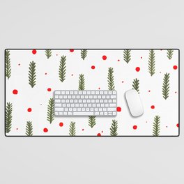 Christmas branches and dots - olive and orange Desk Mat
