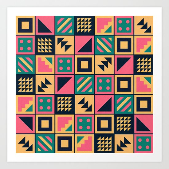 Colorful Geometric Floor Tile Pattern Art Print
