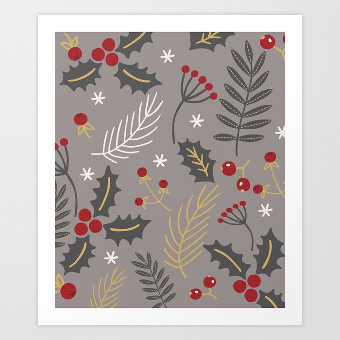 Holly And Winter Berries  2 Art Print