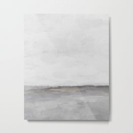 Cloudy Horizon I - Light & Dark Gray with Gold Charcoal Grey Abstract Painting, Modern Wall Art, Metal Print