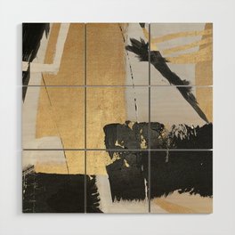 Gold leaf black abstract Wood Wall Art