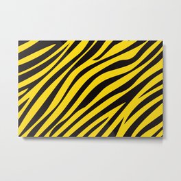 Yellow and Black Abstraction Lines Metal Print