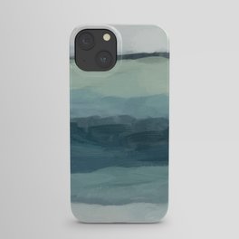 Sea Levels - Seafoam Green Mint Navy Blue Abstract Ocean Art Painting iPhone Case