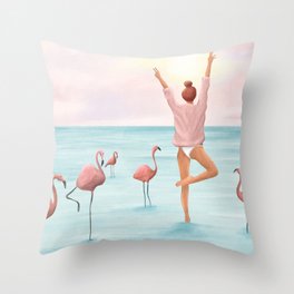 Big Flamingo Throw Pillow