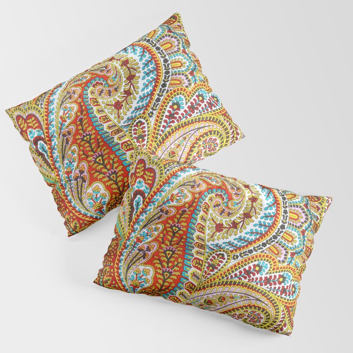 Bright Yellow Pink Floral Paisley Pillow Sham